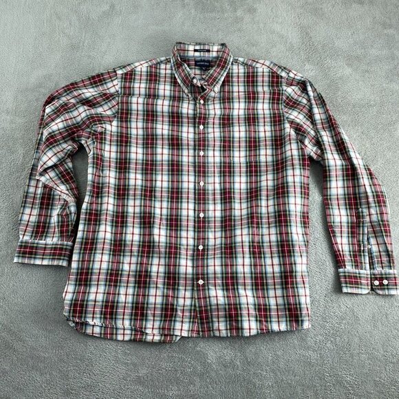 Lands End Mens Sail Rigger Oxford Plaid Shirt XXL Traditional Fit 4937 - Picture 1 of 8